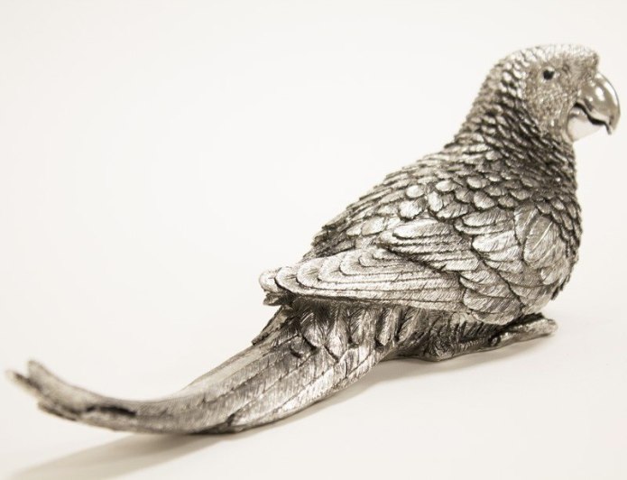 Figurka Ptaka Papugi Srebrna